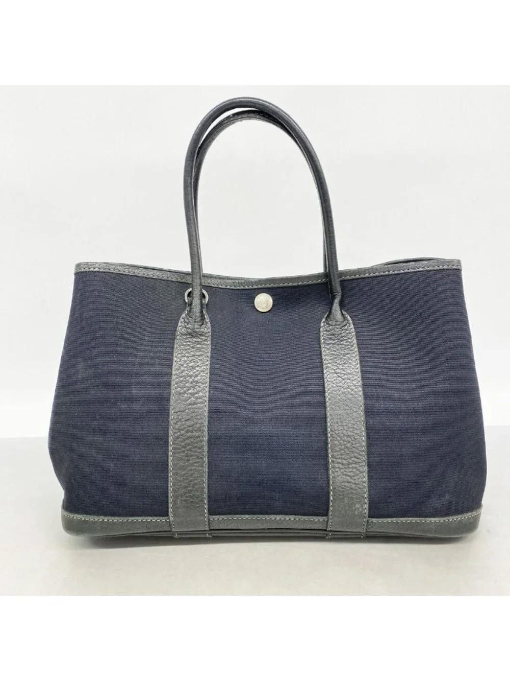 Hermes Tote Garden Party TPM Toile Officier Black Gold